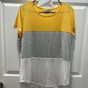 Yellow and Gray Striped T-Shirt